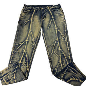 Mens Bleached Jeans Size 38 Acid Wash Straight Leg Grunge Streetwear NWT Denim X